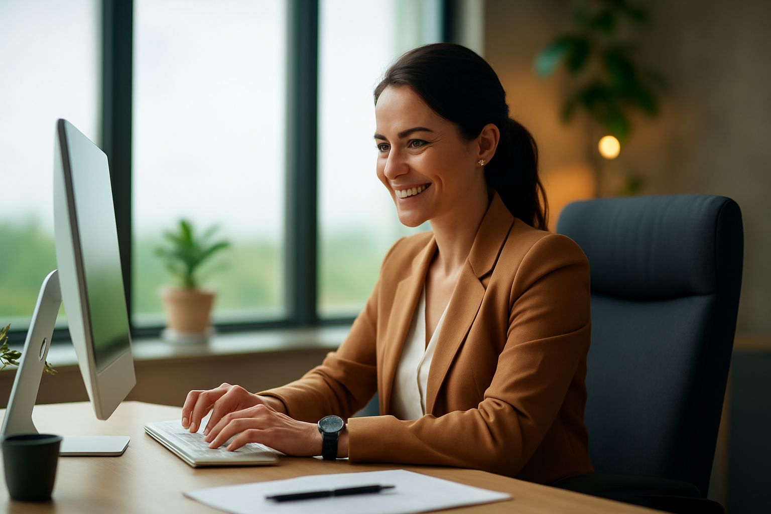 Accounting Manager smiling while working