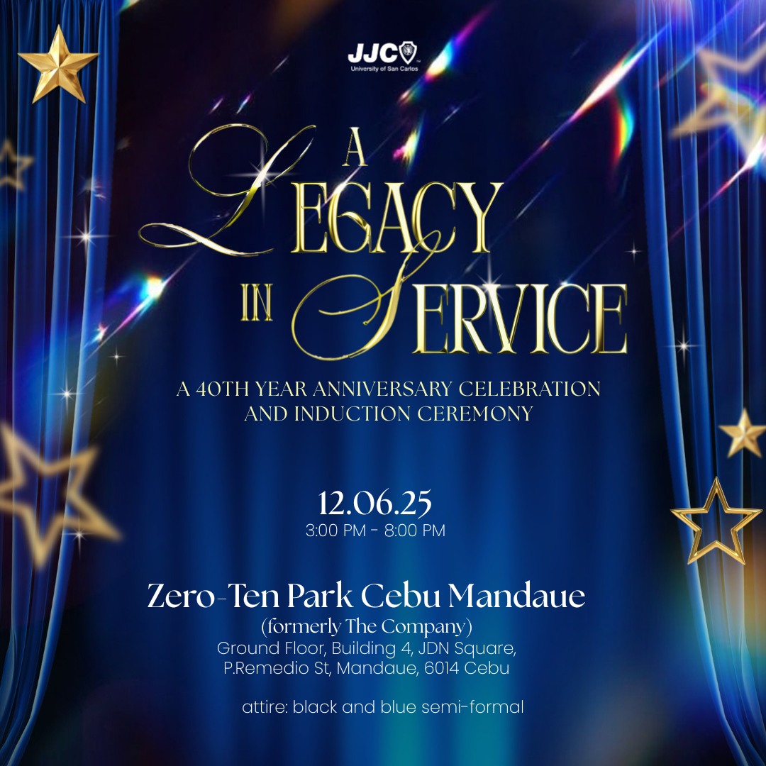 The invitation of JJC USC's Induction night at Zero-Ten Park Cebu Mandaue