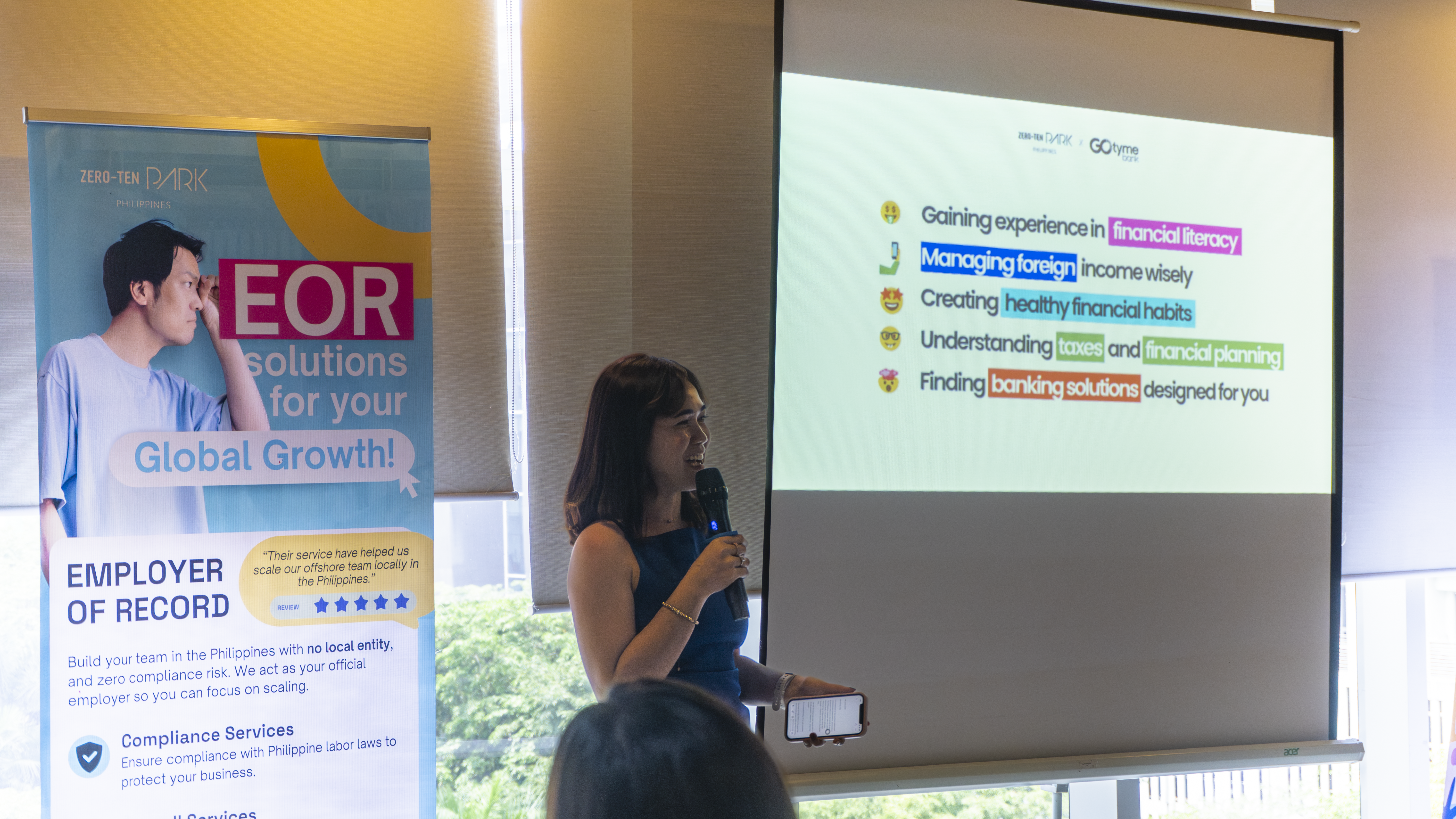 Opening remarks at the GoTyme x Zero-Ten Park event for freelancers at Cebu IT Park