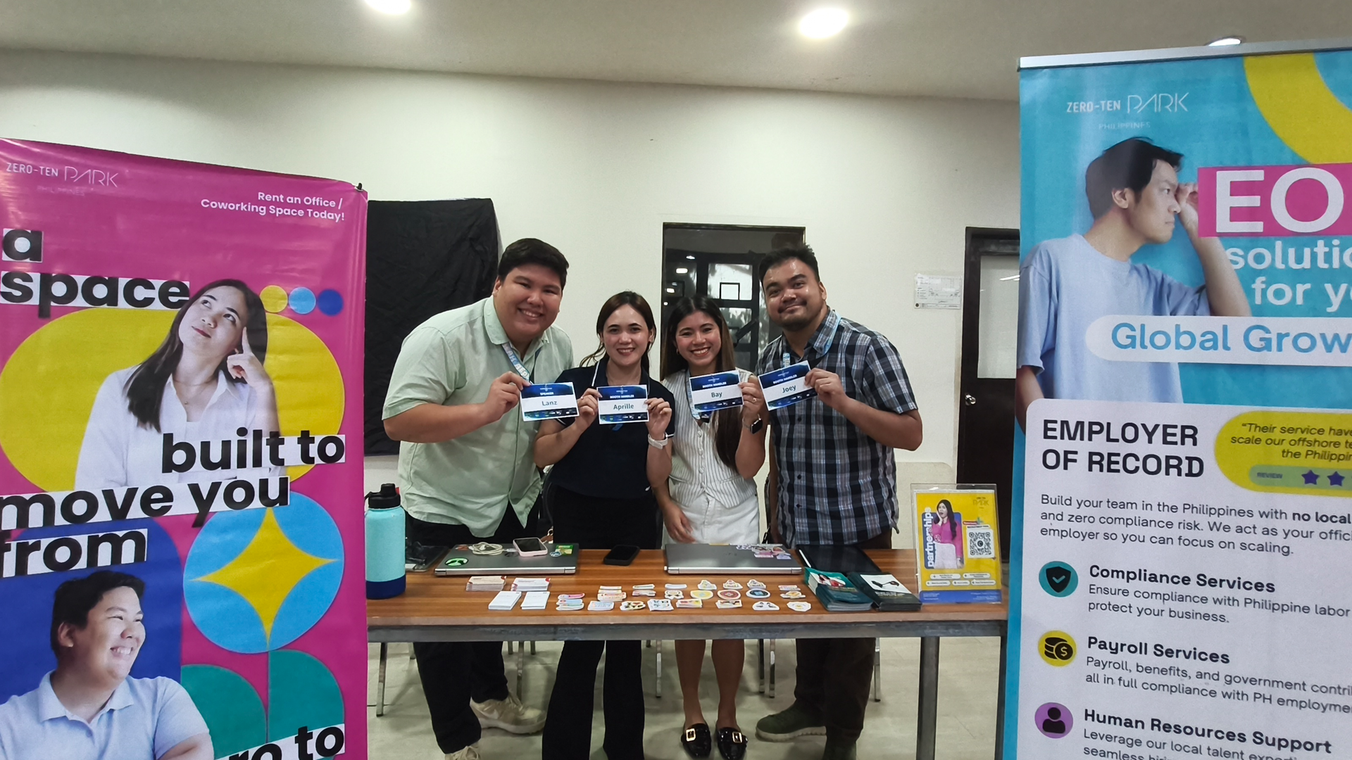 Zero-Ten Park team at their booth at AWS Community Day Cebu 2026
