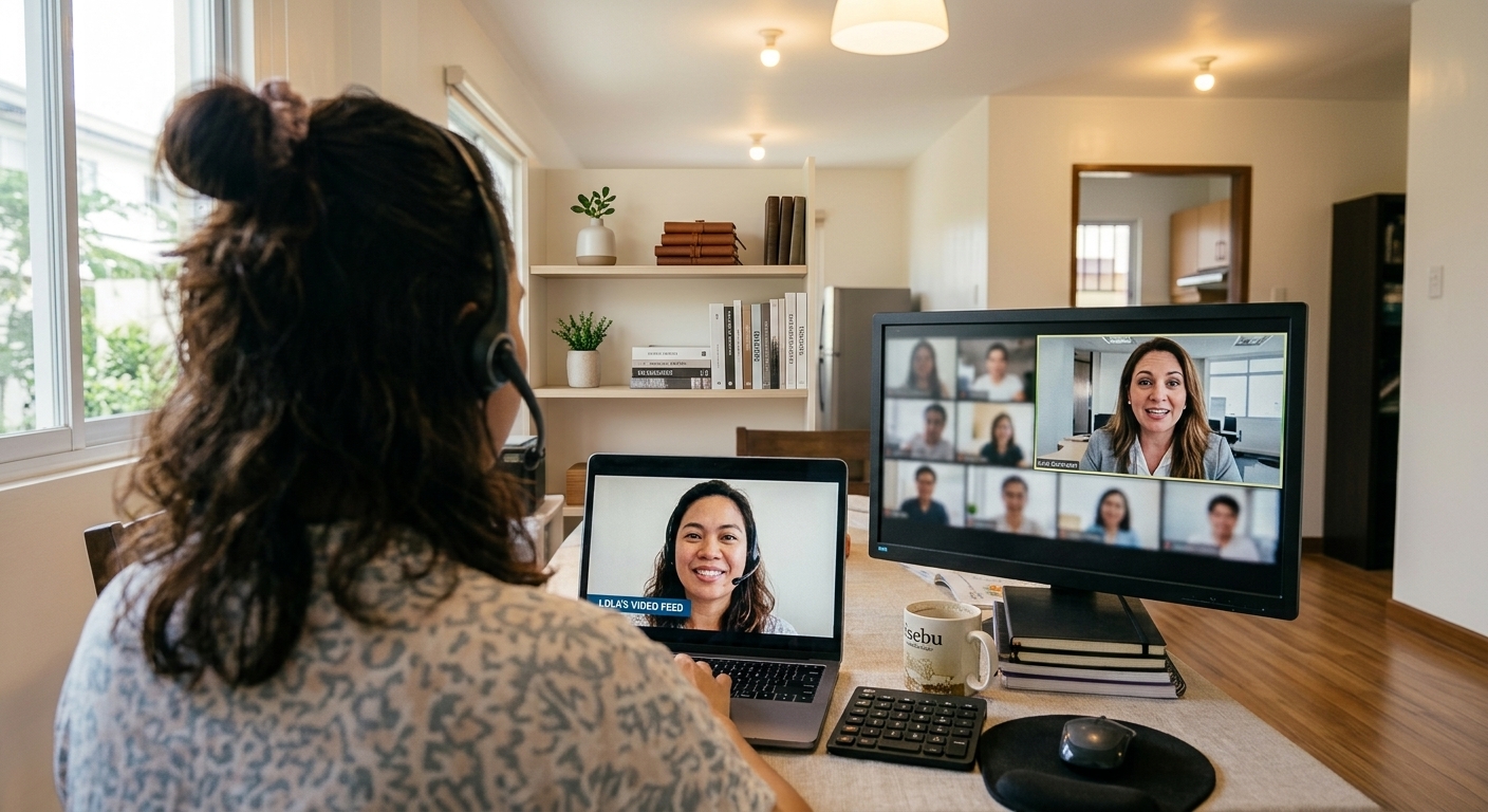 Virtual assistant discussing healthcare benefits with a client.