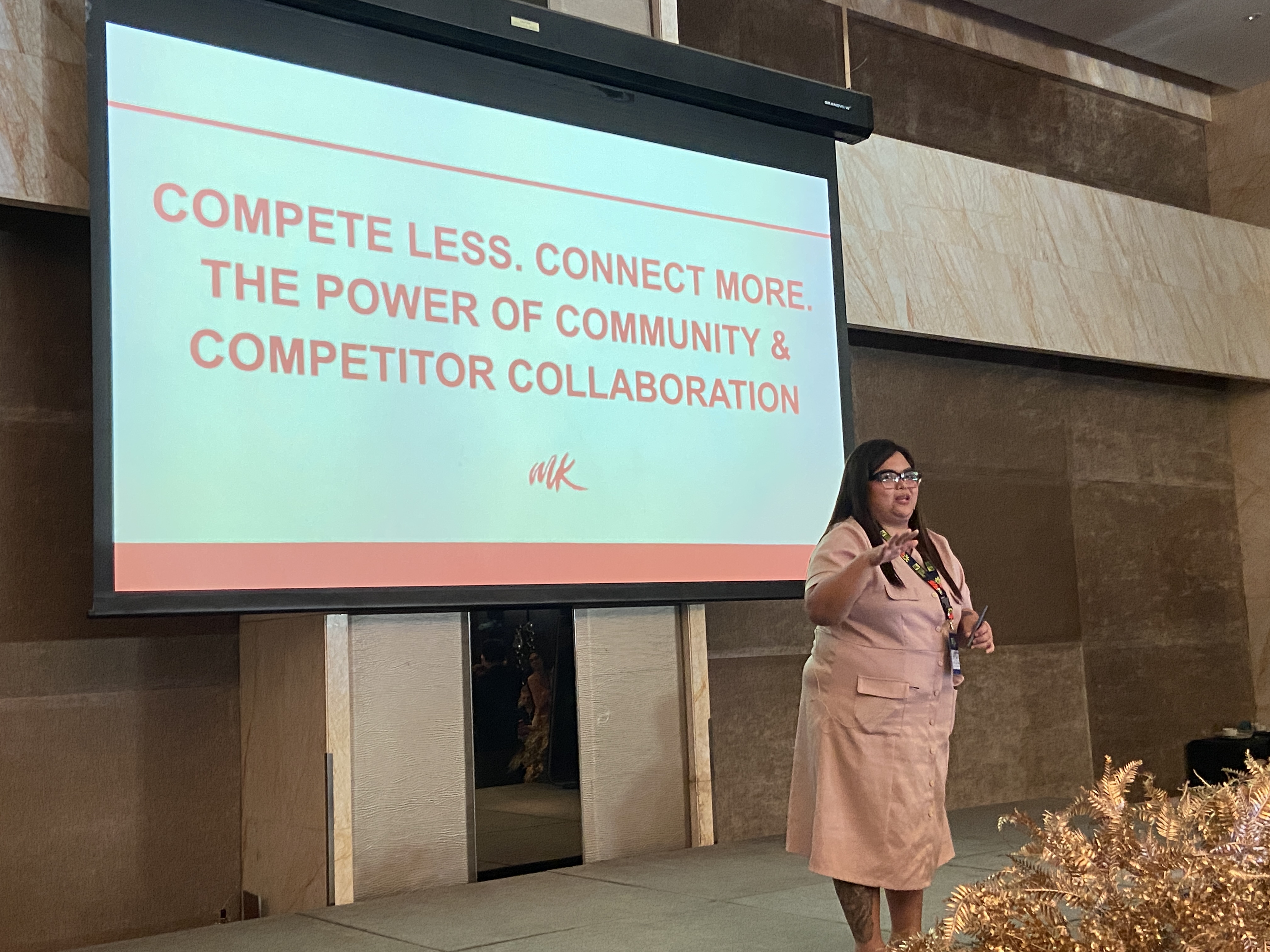 MK Bertulfo, Founder and CEO of FHMoms, speaking on community and collaboration at Cebu Summit 2026
